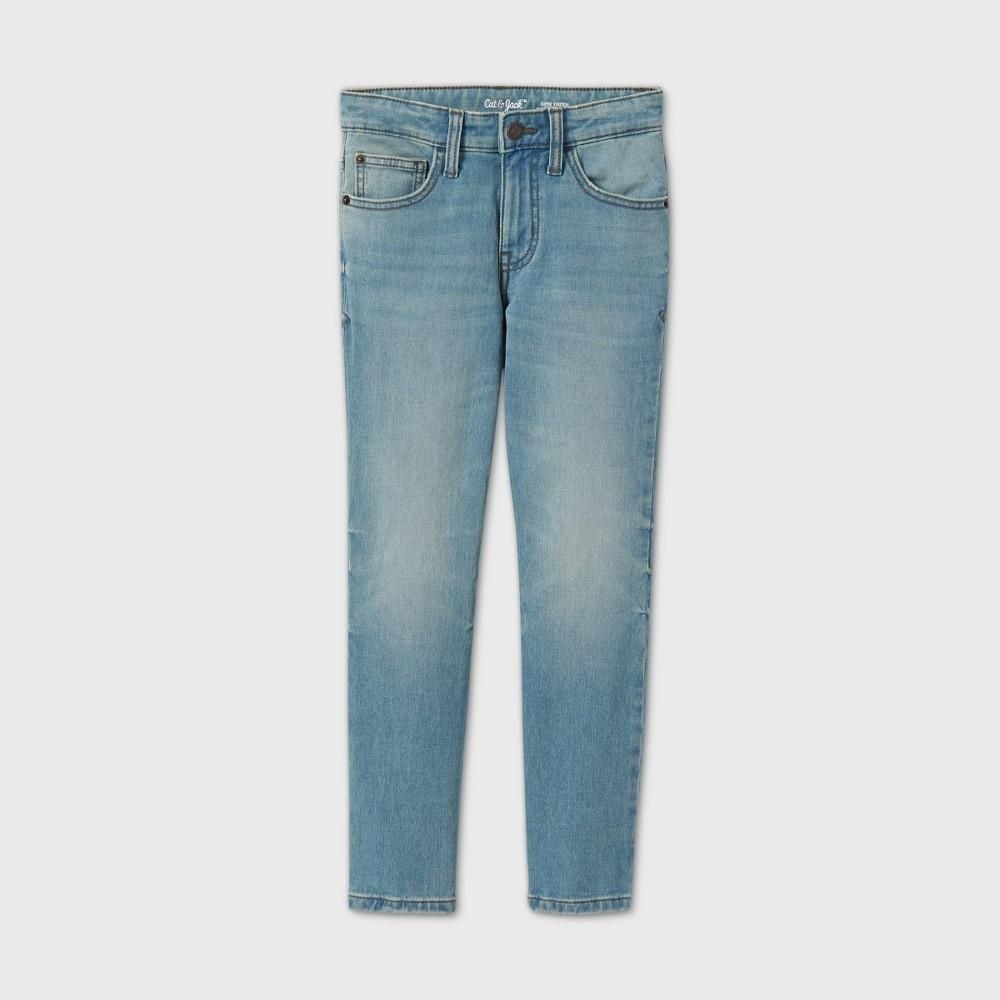 Boys' Super-Stretch Slim Fit Jeans - Cat & Jack Light Blue 6